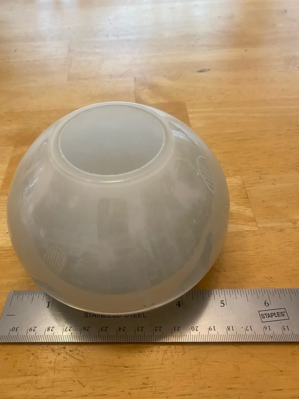 Crate & Barrel Pearlized light green glass globe vase about 5x3
